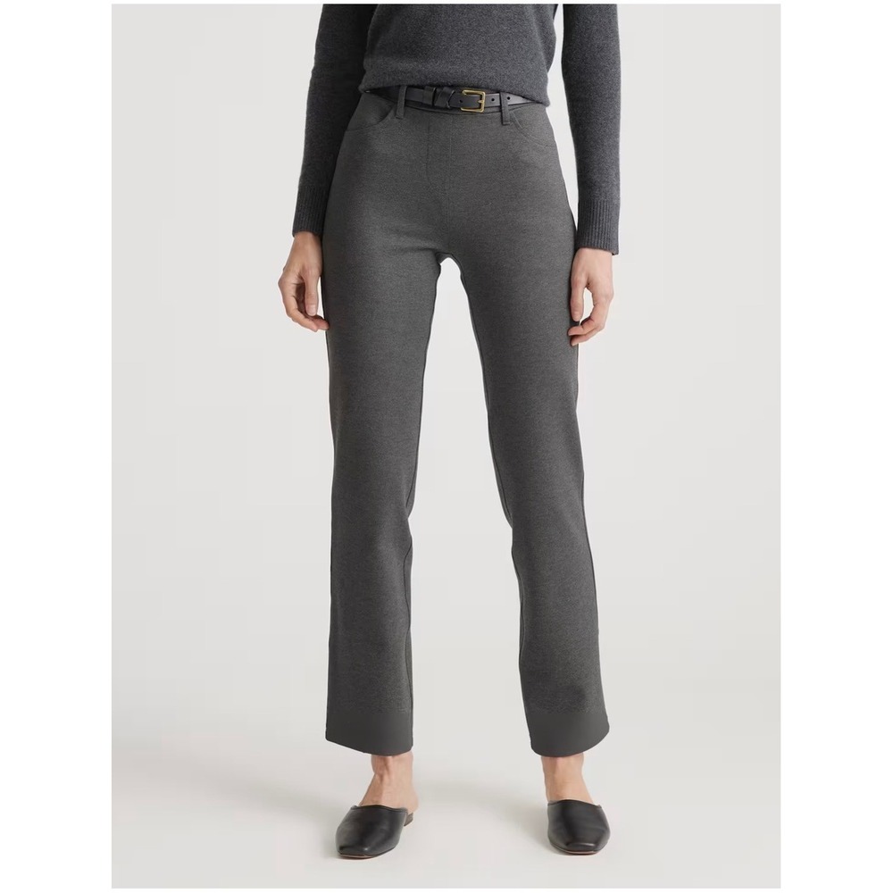 Quince Ultra Stretch Straight Leg 4 Pocket Ponte Pants Charcoal XL Petite Career